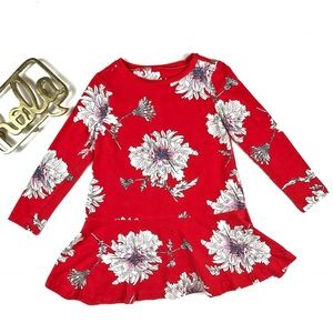 Joules Red Peony Print Trapeze Dress Size 4Y 41”